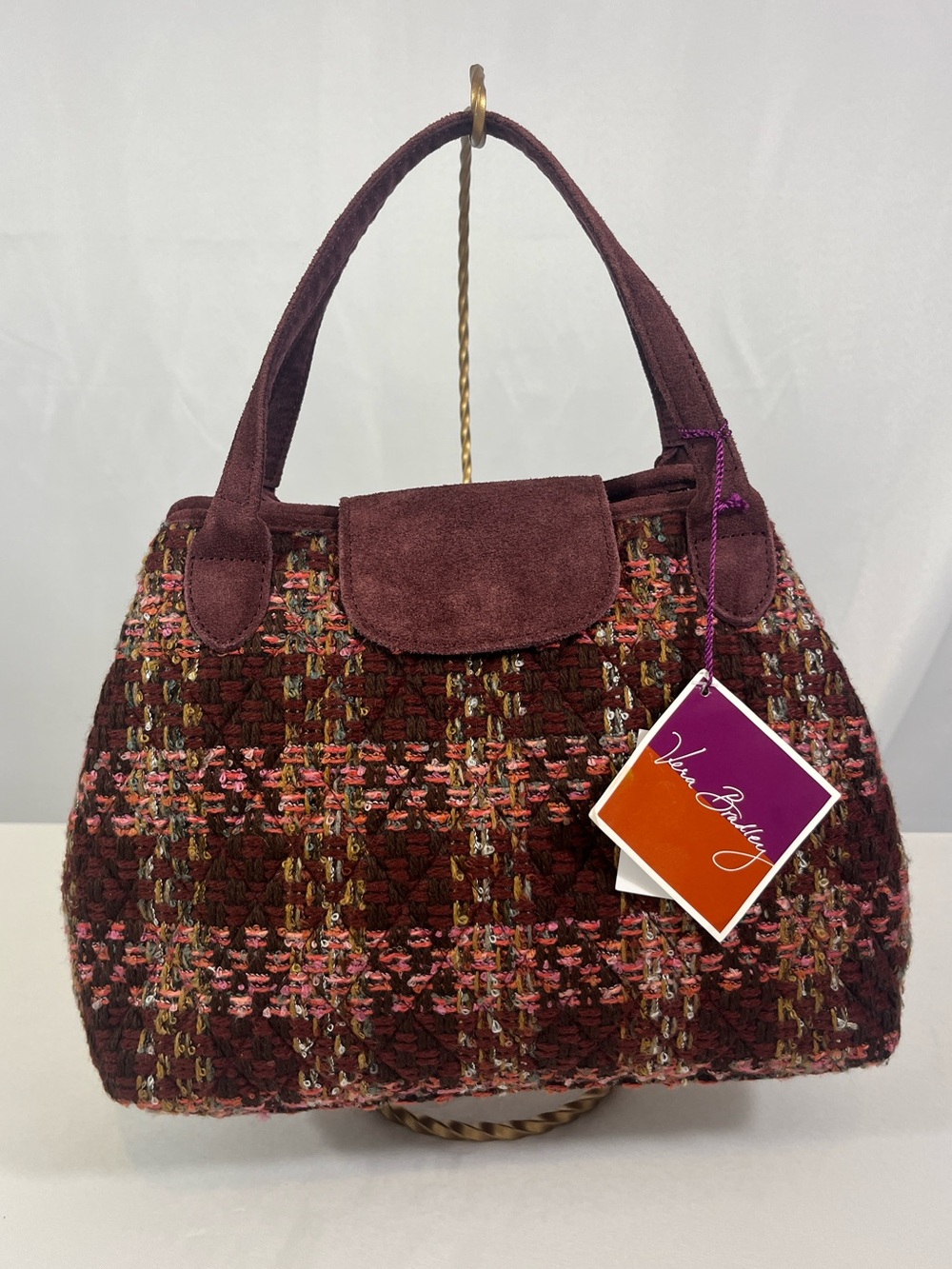 New Vera Bradley Tab Satchel Tweed Suede Burgundy, Pink, Olive